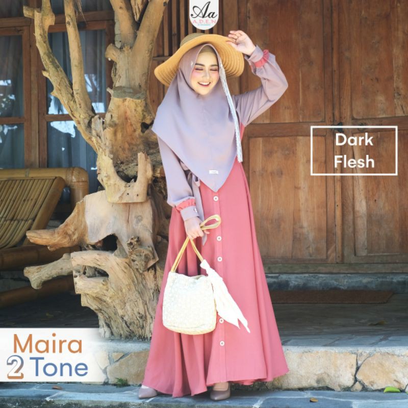 Set gamis Maira Two Tone by Aden hijab