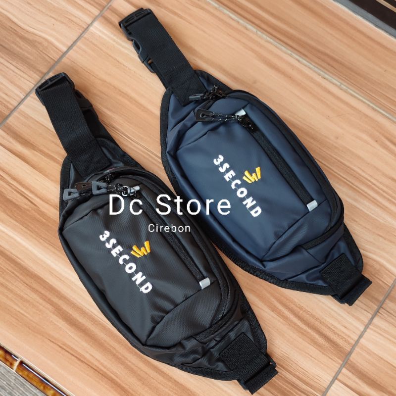 Tas waistbag 3Second logo Bordir waterproof 4 Resleting