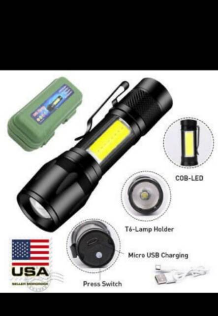 Senter saku mini LED 3 Mode Rechargeable/Senter mini LEDTerang praktis