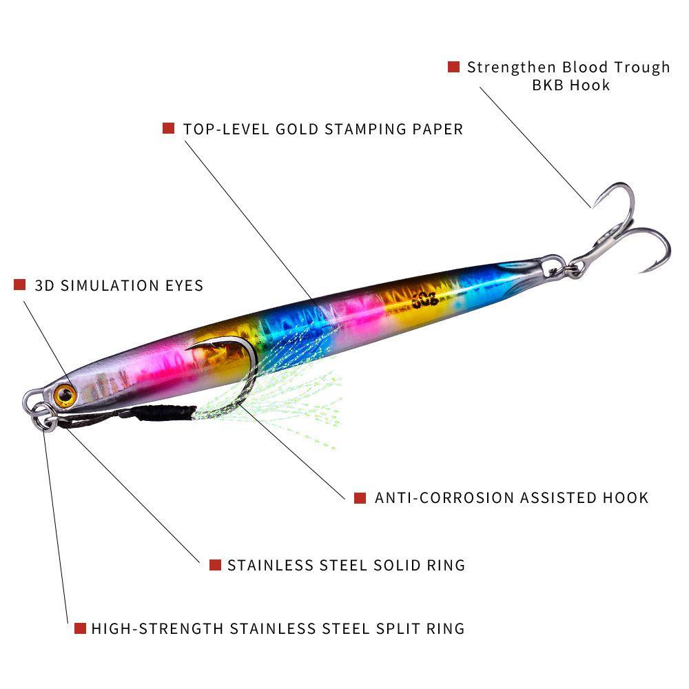 Preva Metal Fishing Lure double hook Top Warna Warni 40G 105mm Lead Casting