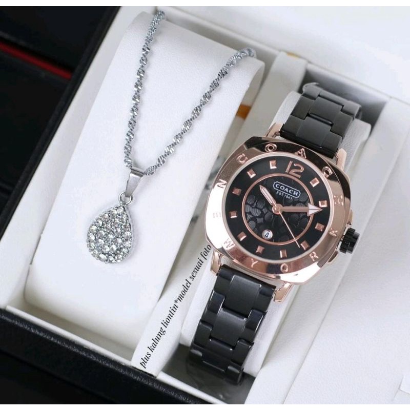 Jam Tangan Coach Wanita Free Kalung Jam Tangan Stainliss Terlaris Jam Tangan Wanita Fashion