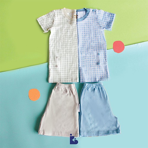 BoogyBaby Gingham Top Basic + Pants Basic | Baju Set Anak | Baju Atas Bawah