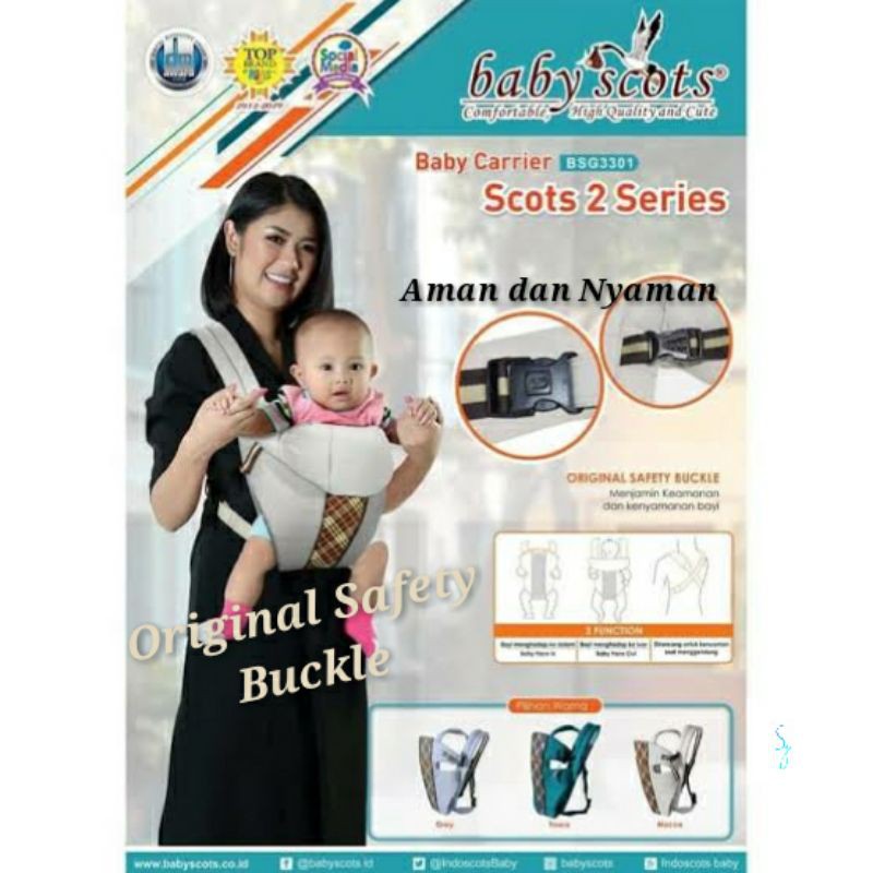 r/L BSG3301GENDONGAN DEPAN BABY SCOTS 2 SERIES, GENDONG AMAN DAN NYAMAN