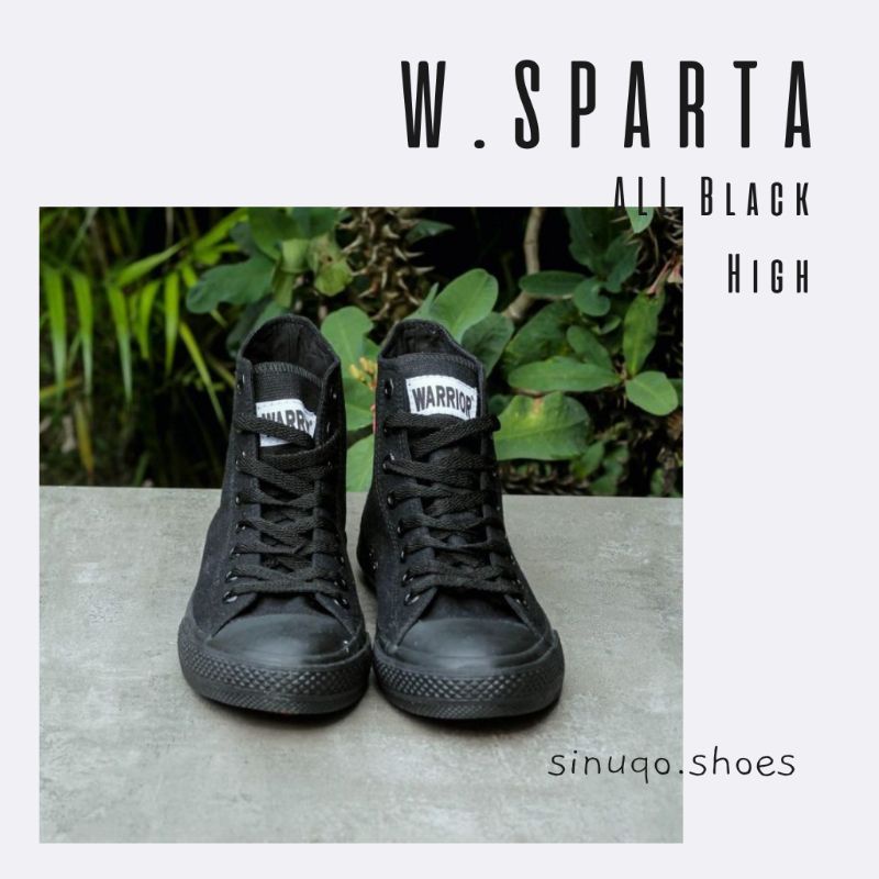 SINUQO - SEPATU SNEAKERS LOKAL WARRIOR SPARTA ALL BLACK HIGH / SEPATU WARRIOR LOKAL ORIGINAL BRAND