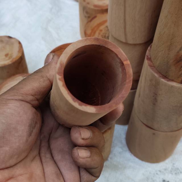 Jual Gelas Kayu Cangkir Tabung Kayu Wooden Cup Gelas Mahoni Cangkir Teh Gelas Kopi 5 X 2829