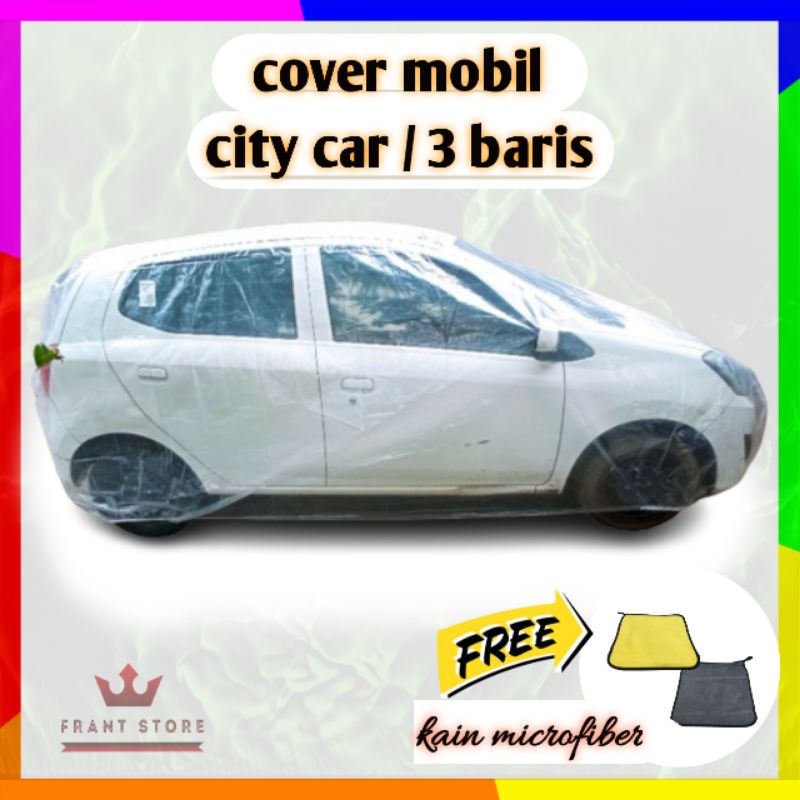 cover mobil transparan bahan plastik waterproof ukuran brio dan sejenisnya