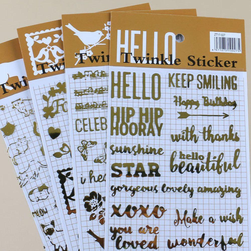 Populer Stiker Stamping Emas Perekat Tearable Gilded Flowers Stationery Diary Label Scrapbooking Tape