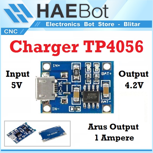 [HAEBOT] Mini Baterai charger module Cas lithium ion Lion TP4056 5V 1A Micro Usb Led Indikator