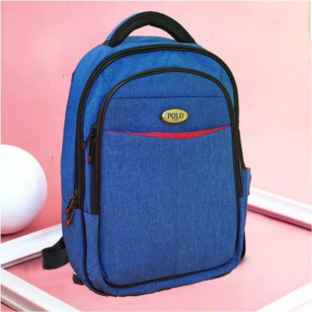 Ransel Hitam Kanvas Pria Wanita Pull Dilapis