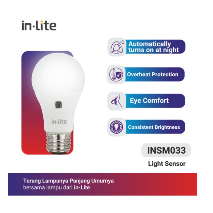 in-Lite LED Lampu Sensor Cahaya 9 Watt