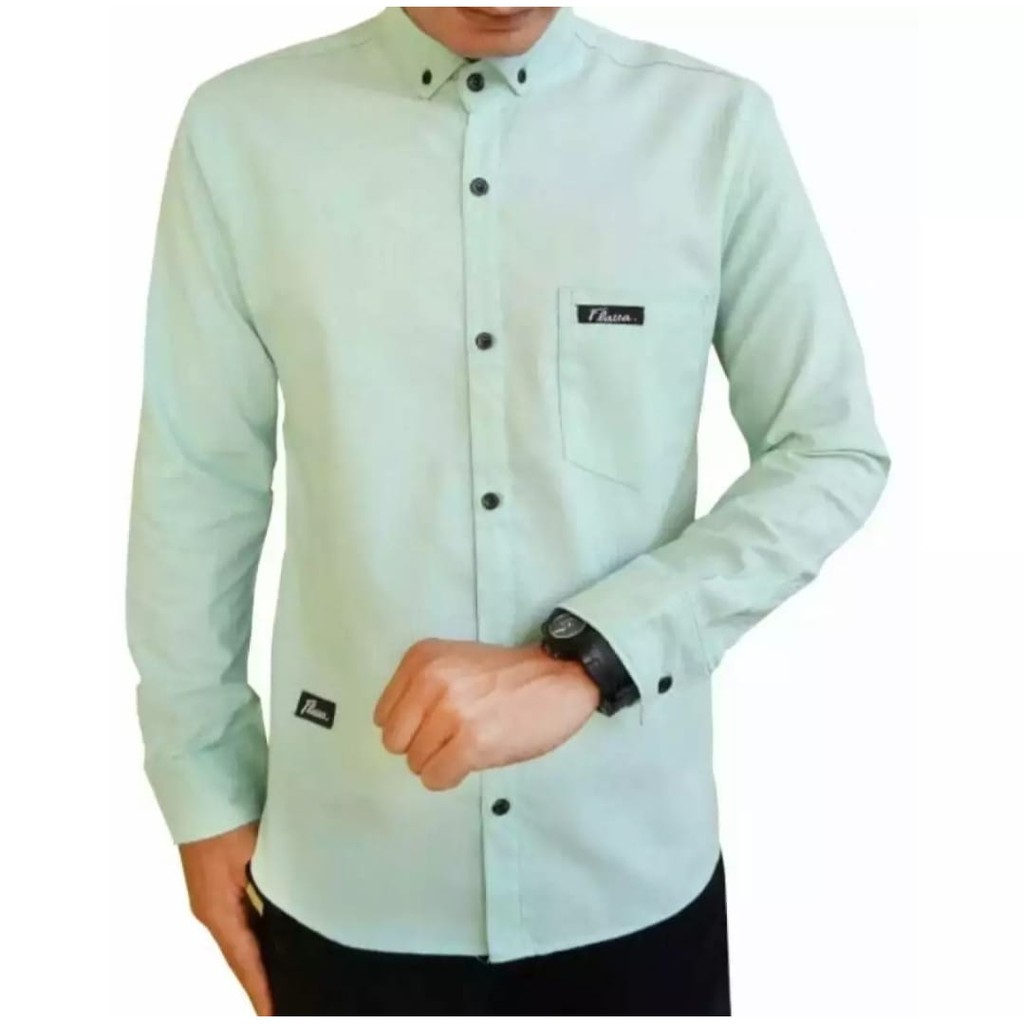 Kemeja Pria Lengan Panjang Kameja Pria Lengan Panjang Kemeja Hijau Mint Kemeja Hijau