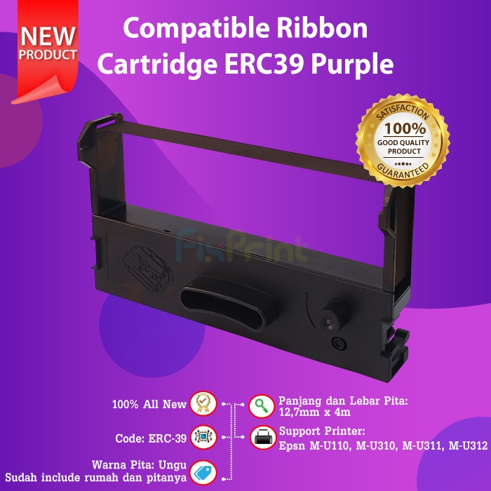 Compatible Ribbon Pita ERC 39 ERC-39 ERC39 Purple