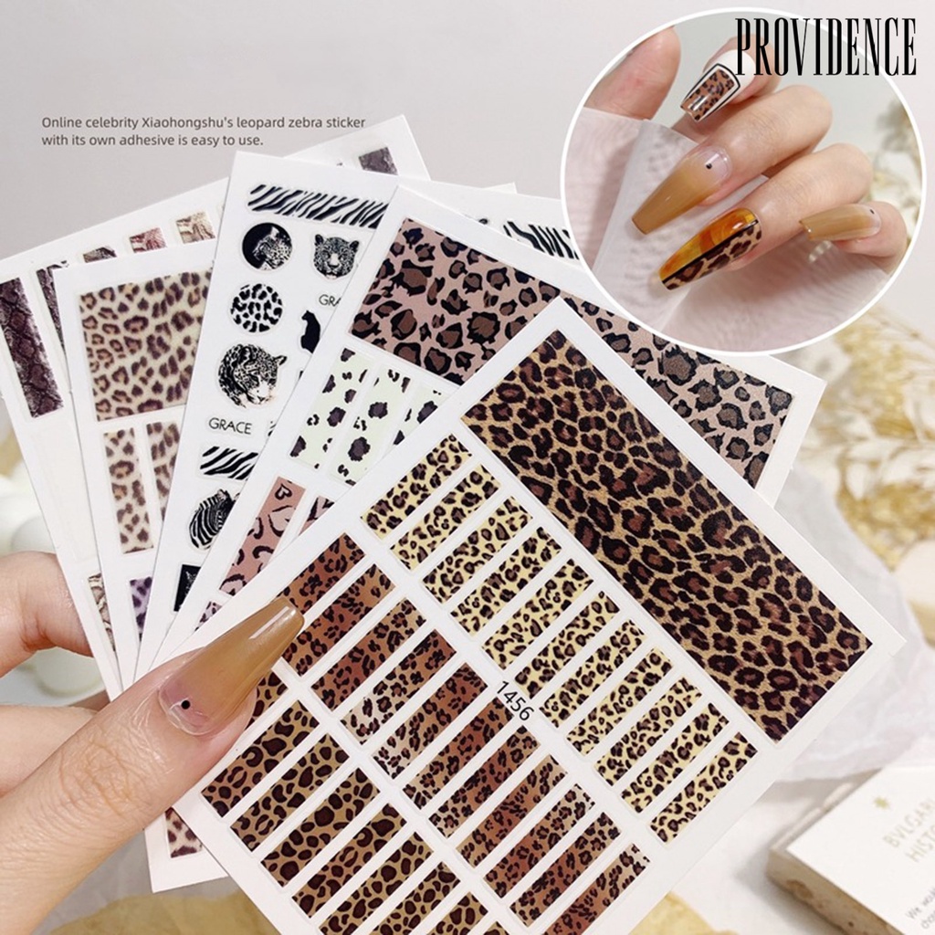 Stiker Kuku Efek 3d Motif Print Hewan Leopard Sliders Untuk Dekorasi Manicure