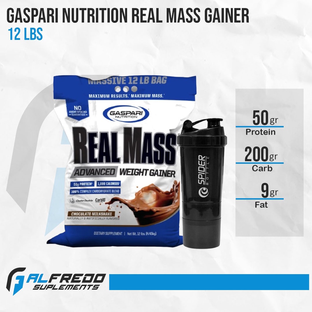 Gaspari Nutrition Real Mass Gainer 12 Lbs Advanced Weight Gainer