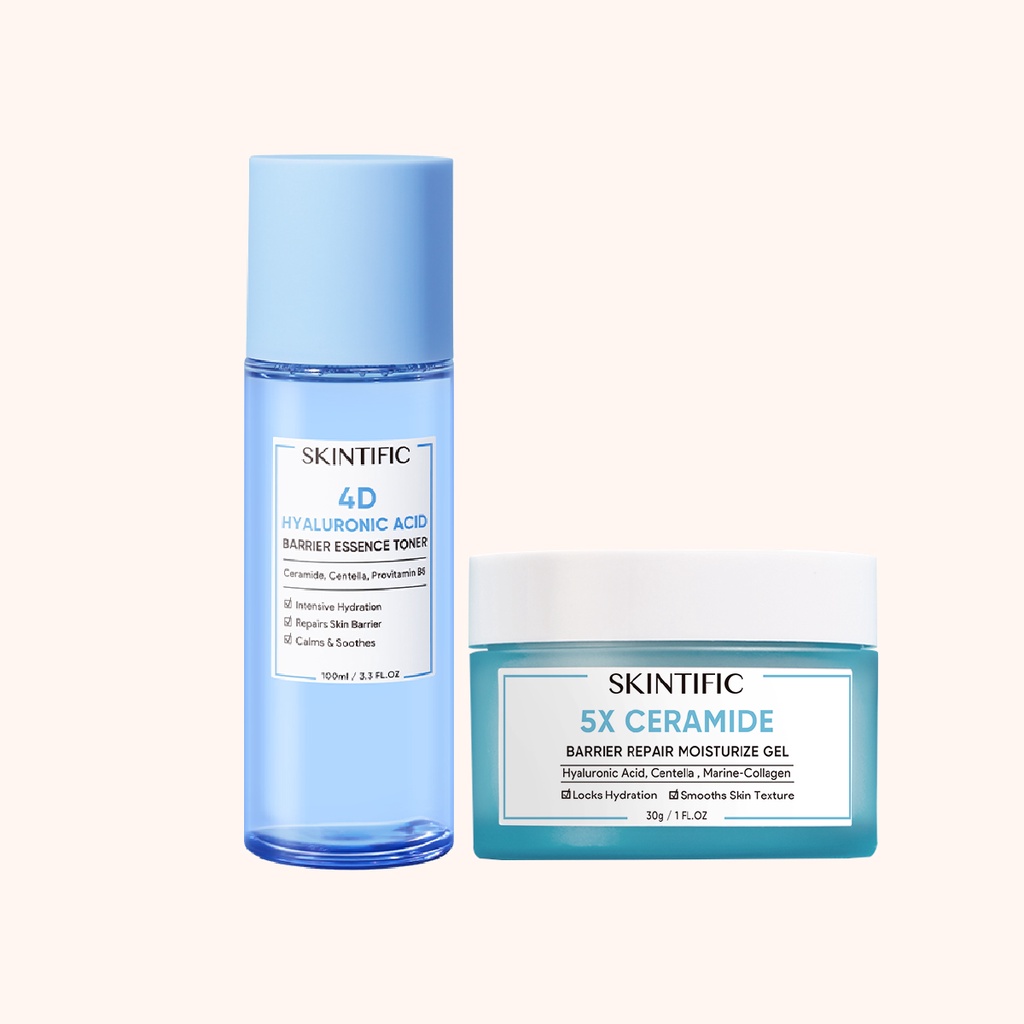 [Ready Stock] ori SKINTIFIC Barrier Repair Set / 4D Hyaluronic Acid ( HA ) Barrier Essence Toner Face Toner Skin Toner &amp; 5X Ceramide Barrier Repair Moisture Gel Moisturizer (Toner Pelembab+Pelembab Wajah)[BPOM]