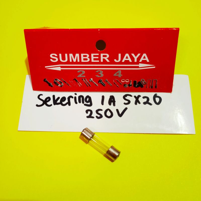 SEKERING TABUNG 1AMPERE ISI 10 UKURAN 5 x 20/ FUSE TUBE/ BOTOL 1A TERMURAH