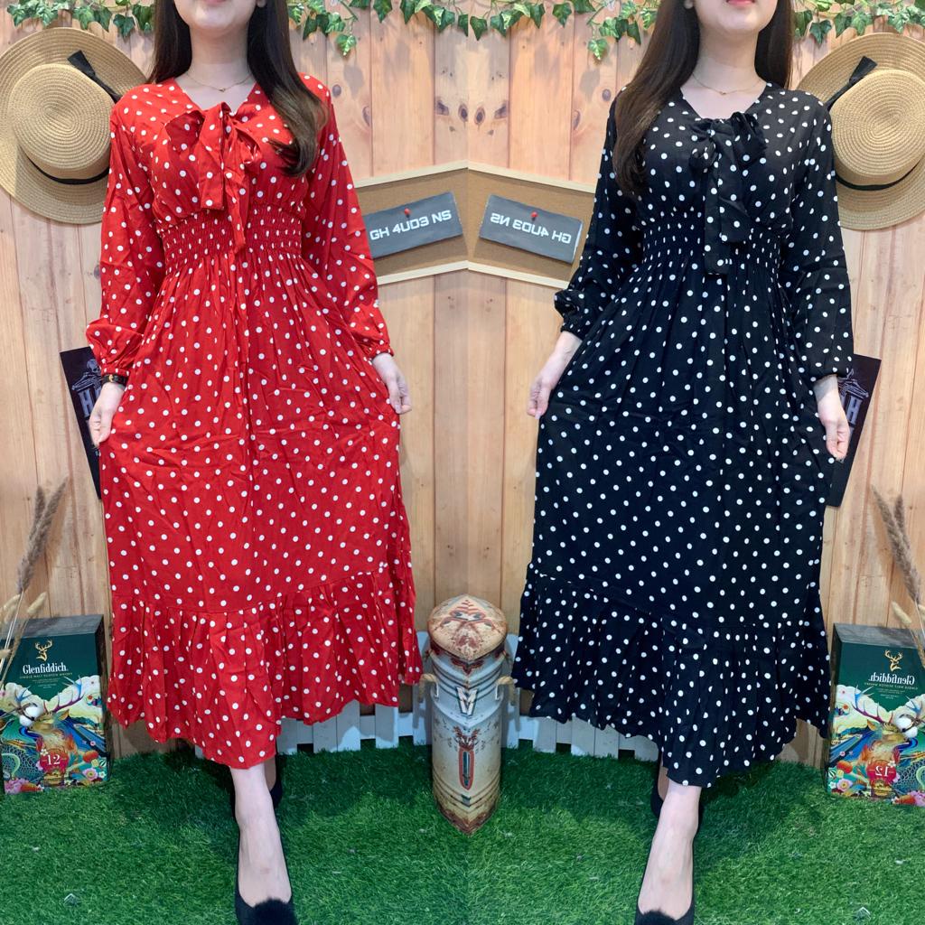 LONG DRESS DOTTY TIEL LONGSLEEVE 5055-6