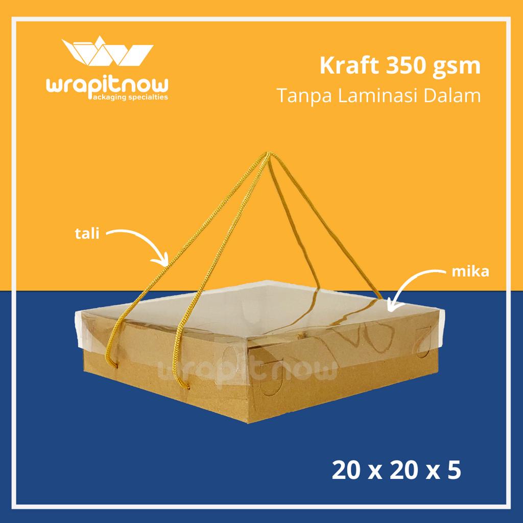 

Dus Kraft 20x20x5 Kraft Mika Tali Hampers Box Catering Pizza Souvenir Nikah Bolu Lapis Legit Bronis