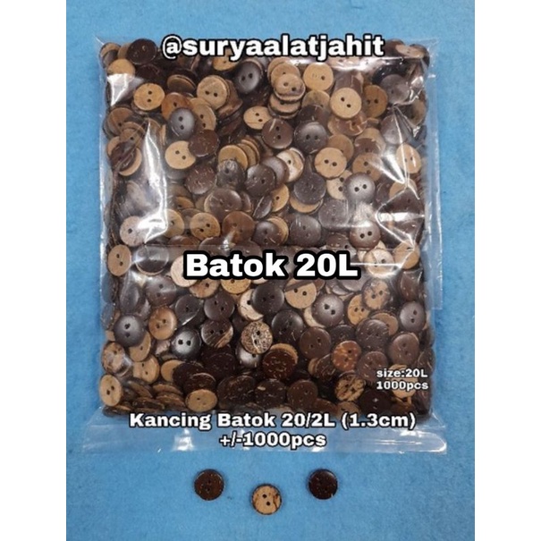 Kancing Batok 20/2L/1.3cm +/-1000pcs =rp.45.000/1bks