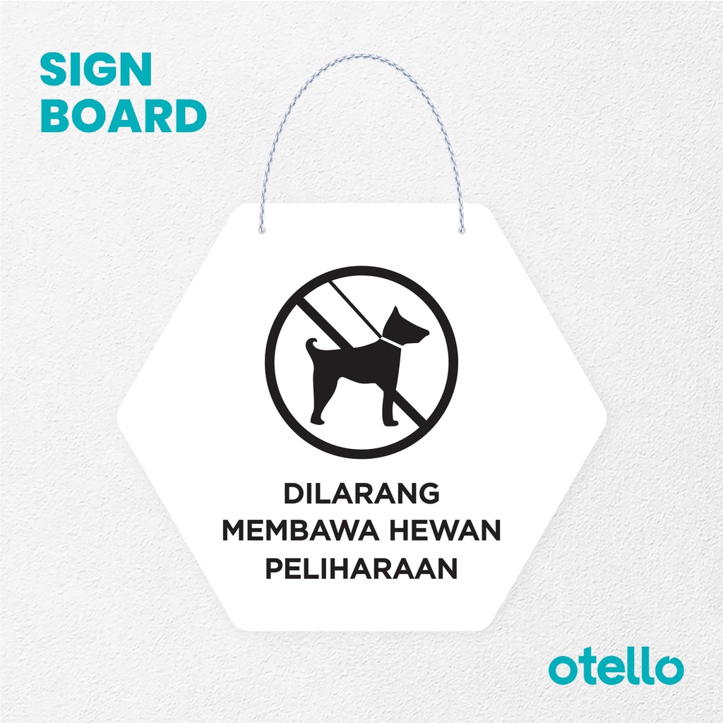 Otello Sign Dilarang Membawa Hewan Peliharaan Signage Board Acrylic Papan Gantung Label Akrilik Rantai Petunjuk Toko Modern Minimalist Kafe Restoran Kantor Gedung Cafe