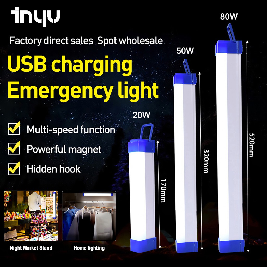 T5 Lampu Tabung Led Magnetik Portable Usb Rechargeable Dengan Kait Untuk Pasar Malamdaruratcampingmemancing