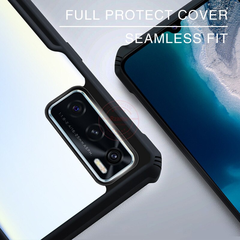 Case VIVO V20 SE Armor Fushion Transparent Casing + Tempered Glass Full Layar dan Skin Carbon