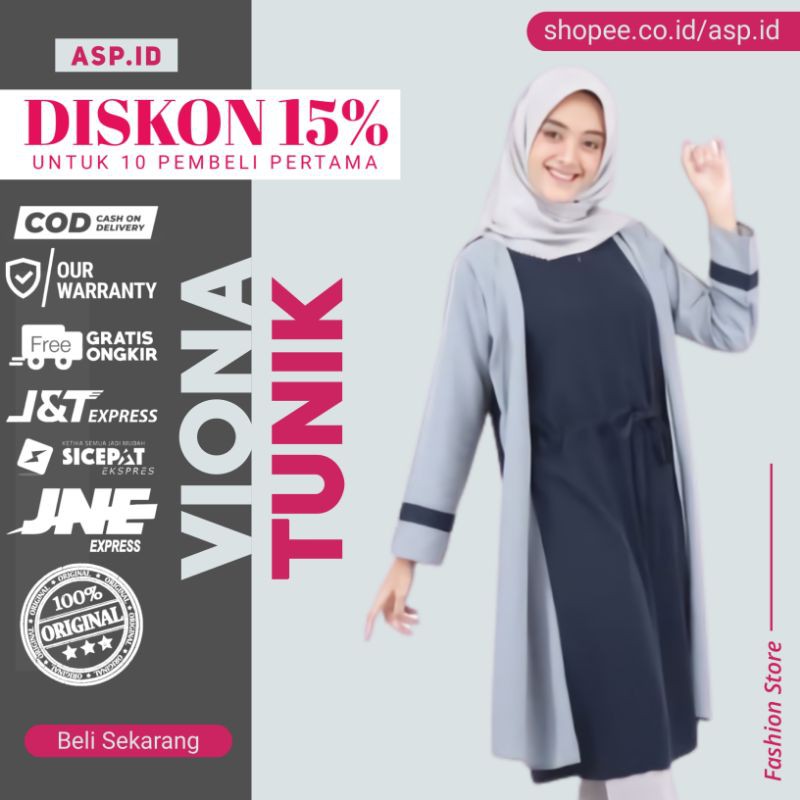 Tunik Wanita Import Atasan Tunik Baju Remaja Muslim Wanita Kekinian 2020 Murah Polos Terbaru Viona
