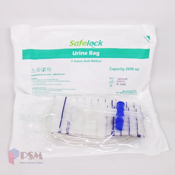 [dijual] Urine Bag Steril T-Valve 2 Liter Cosmomed / Kantung kencing urin Gea - Safelock AlkesRISA