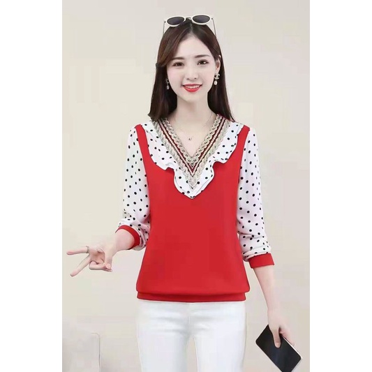 atasan korea renda polka