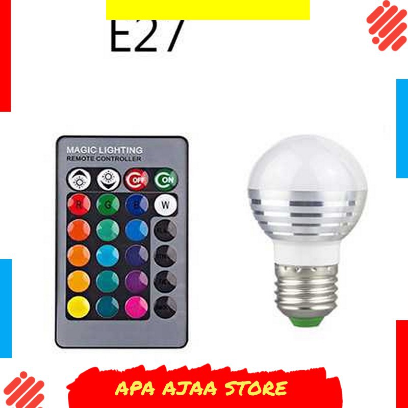 Terlariss !! TaffLED Lampu Bohlam LED RGB 3W 16 Colors E27 + Remote Control - 2835