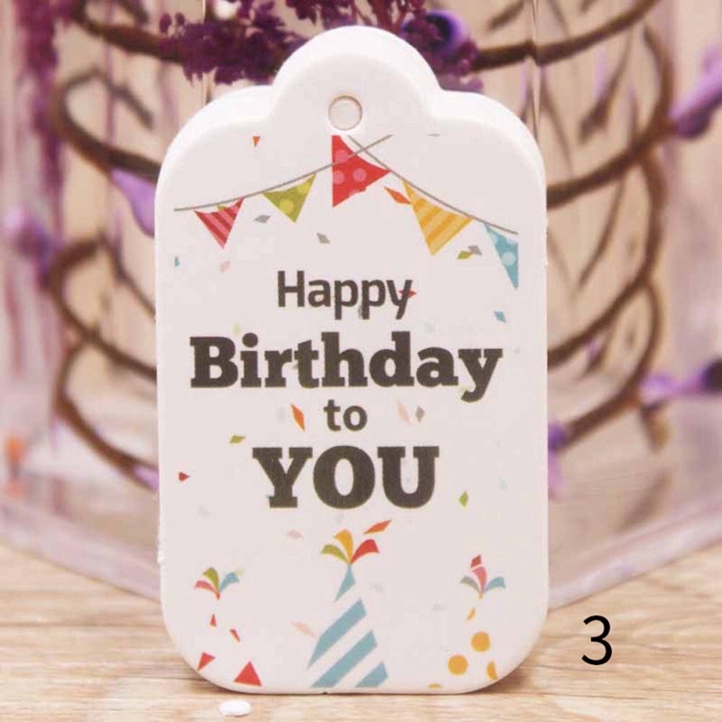 

10 pcs Kartu Tag Label Desain Happy Birthday