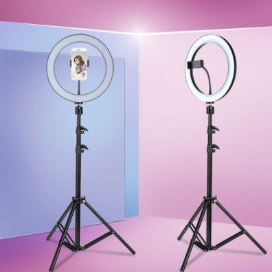 PAKET RING LIGHT 26cm + TRIPOD + HOLDER HP MAKE UP MUA LAMPU CINCIN DIMMABLE PHOTO STUDIO