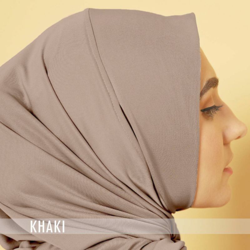 Hijab Sport Jersey Lubang Telinga | Hijab Sport New Normal Series | Hijab Instan |Hijab Olahraga | Kerudung Olahraga | Bergo Instan-Khaki