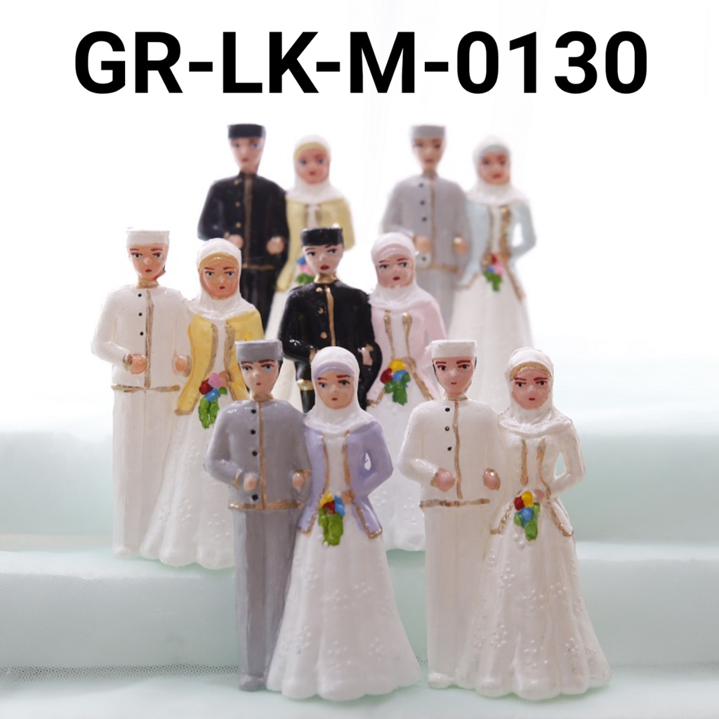 GR-LK-M-0130 Cake topper mainan lokal pengantin hijab kecil yamama baking