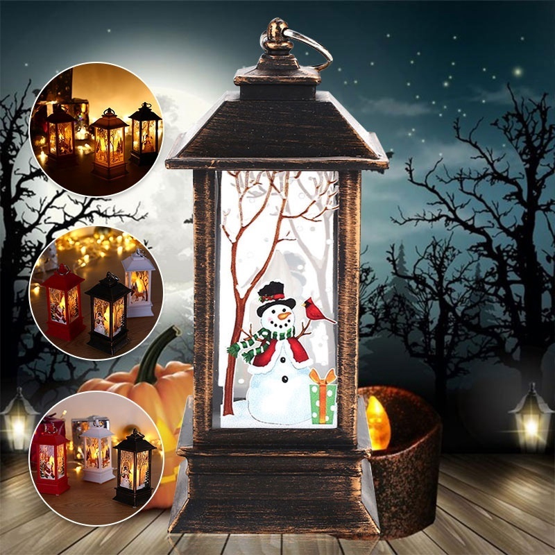 Lampu Minyak LED Model Gantung Desain Santa Elk Snowman Untuk Dekorasi Natal