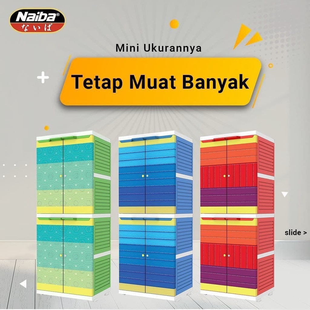 Lemari Naiba Mini 9004 RBG Rainbow Lemari Pakaian Merk Naiba Plastik Berkwalitas Lemari Murah Naiba