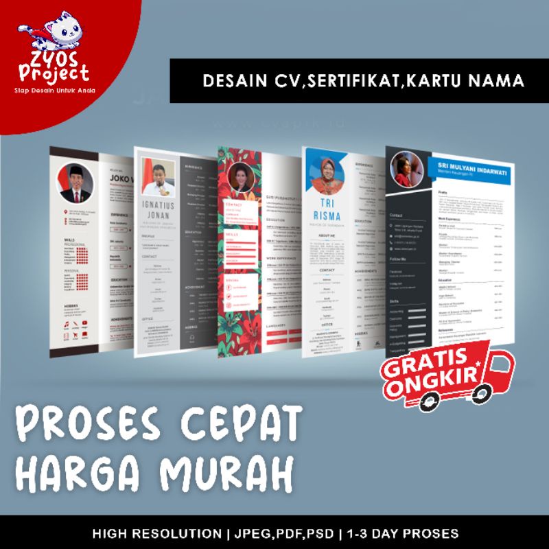 Jasa Desain Cepat CV (Curiculum Vitae) | Lamaran | Percetakan