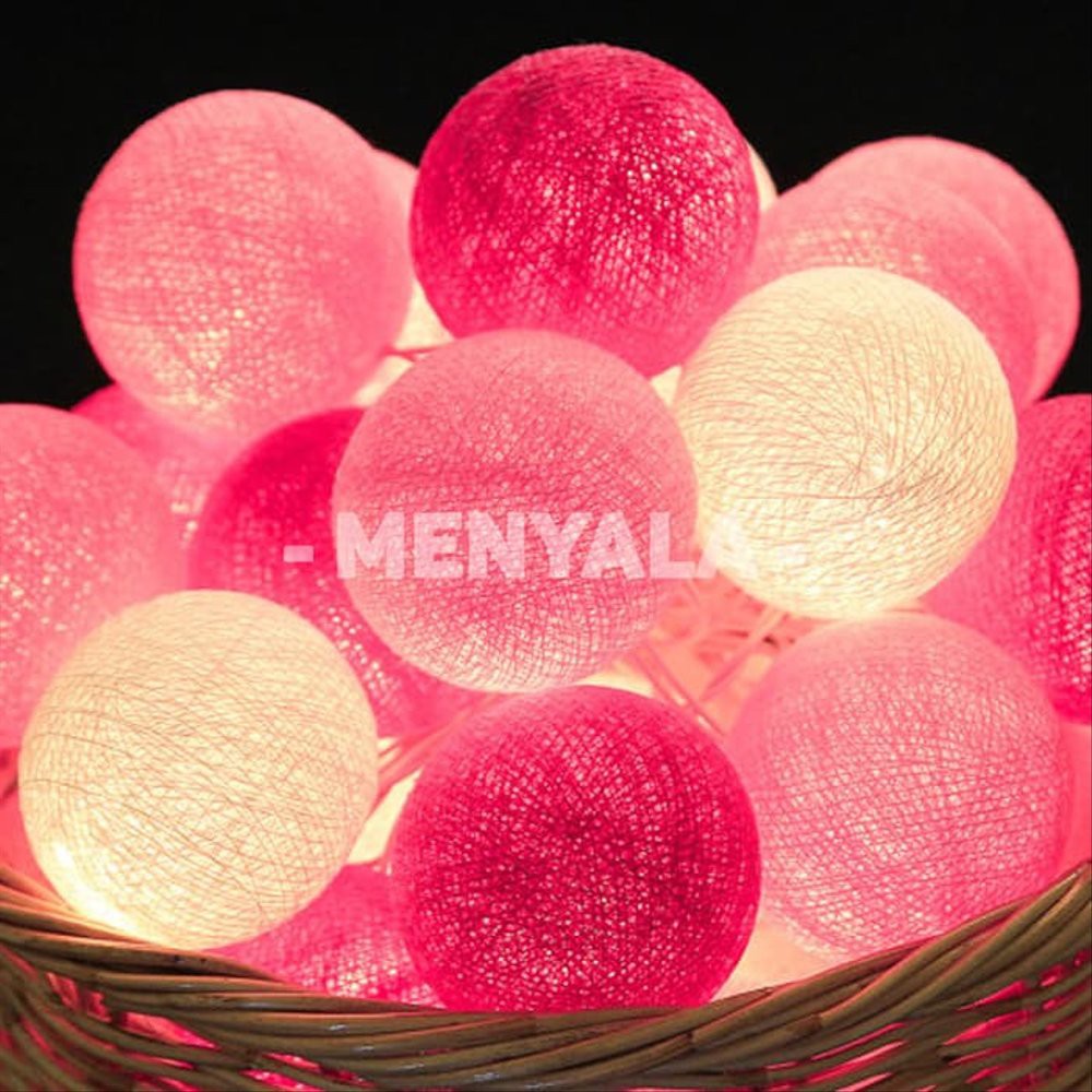 Lampu Kamar Lampu Tidur Cotton Ball Light Pink Tone LED Berkuali