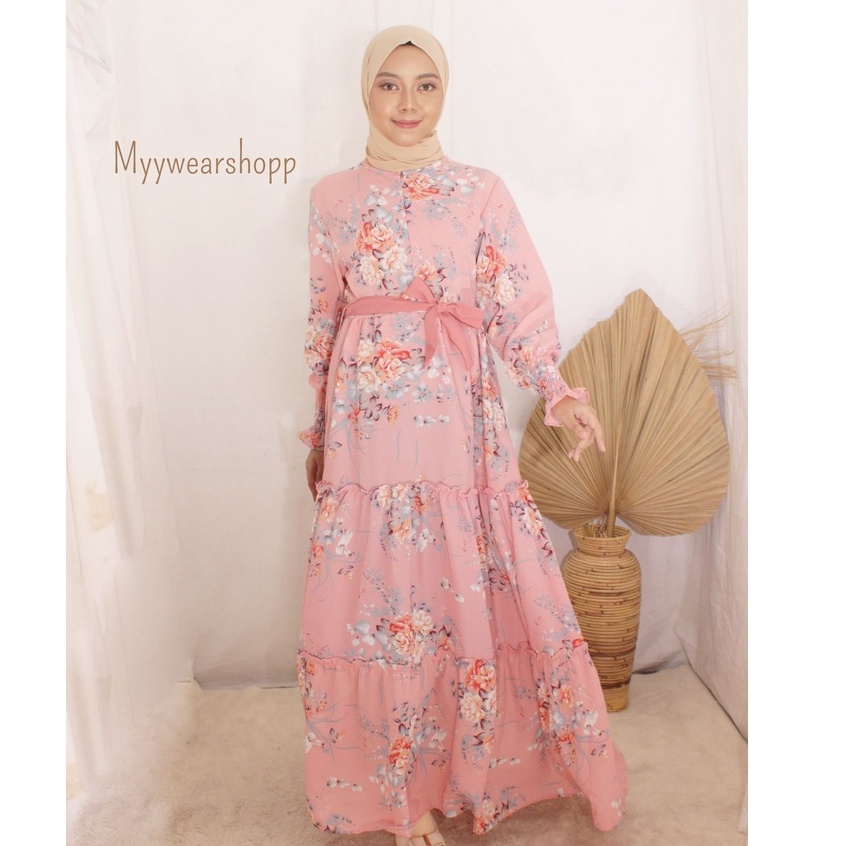 Humaira Maxy - Gamis Motif terbaru Dress Lebaran Jumbo LD 90 - 120 Fashion Busana Muslim wanita
