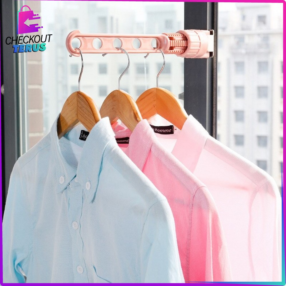 CT C125 C126 C159 Gantungan Baju 9 Lubang Hanger Pakaian 5in1 Perlengkapan Pakaian Hanger Plastik Hanger Baju