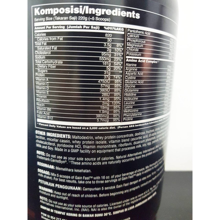 (Bonus Shaker/Sample) Universal Gain Fast 2,5 Lbs BPOM Weight Mass Gainer