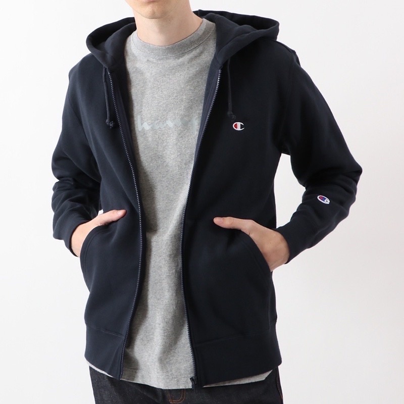 Hoodie Zipper Champion Basic Logo Original Japan Market C3-Q106