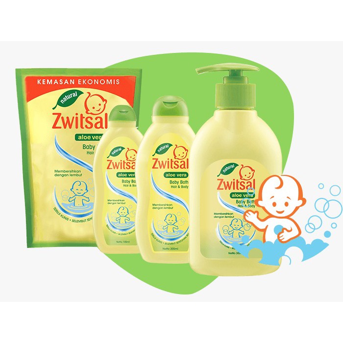 Zwitsal Natural Aloe Vera Baby Bath 2 In 1 Hair &amp; Body