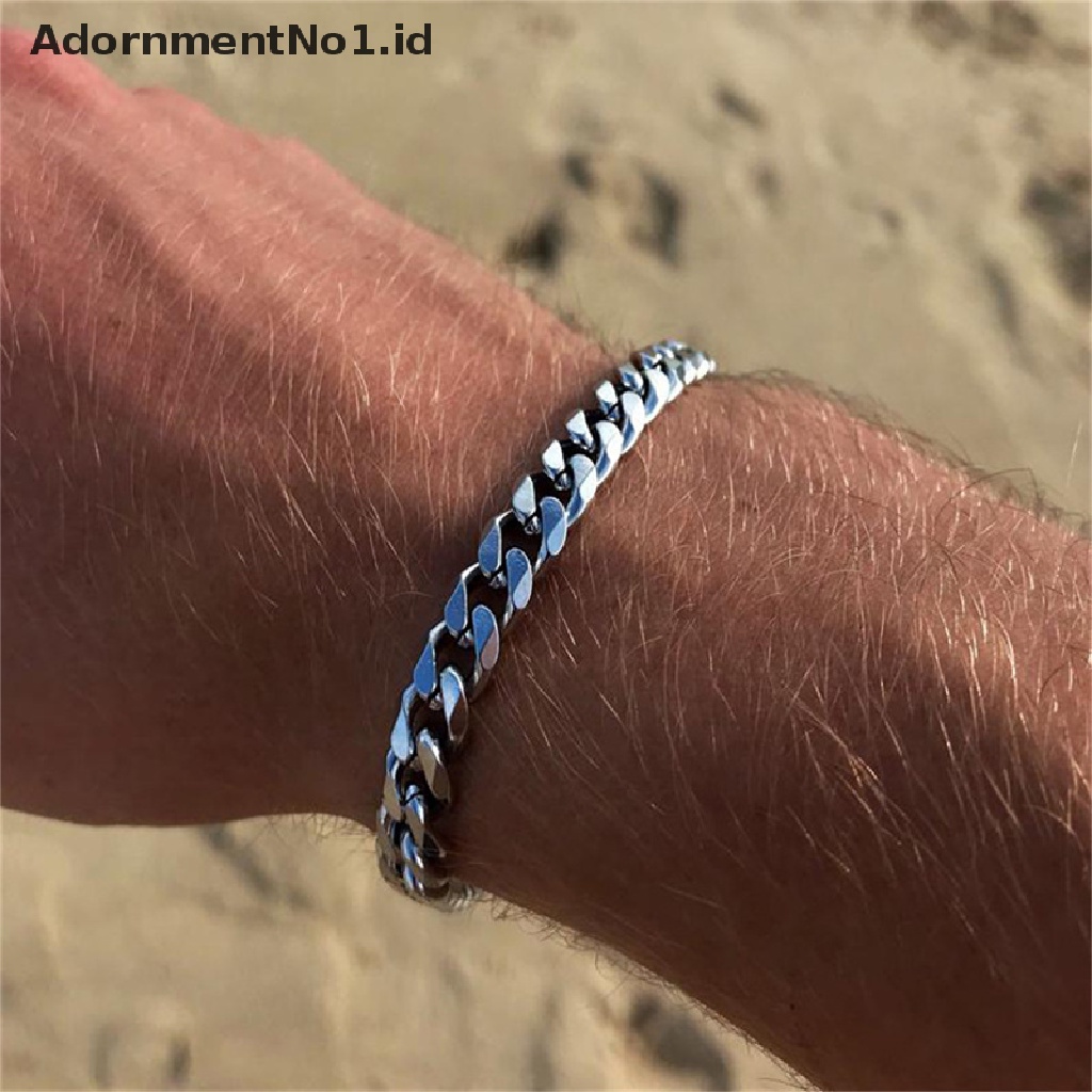 (AdornmentNo1) 2021 Gelang Tangan Rantai Stainless Steel Klasik Lebar 3 / 5 / 7mm Untuk Pria / Wanita