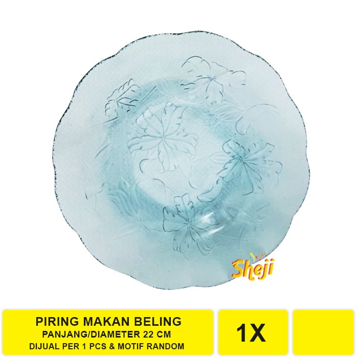 PIRING MAKAN KACA BELING 9&quot; / PIRING MAKAN BELING 22 CM MOTIF MOTIF RANDOM (TIDAK BISA MILIH MOTIF)