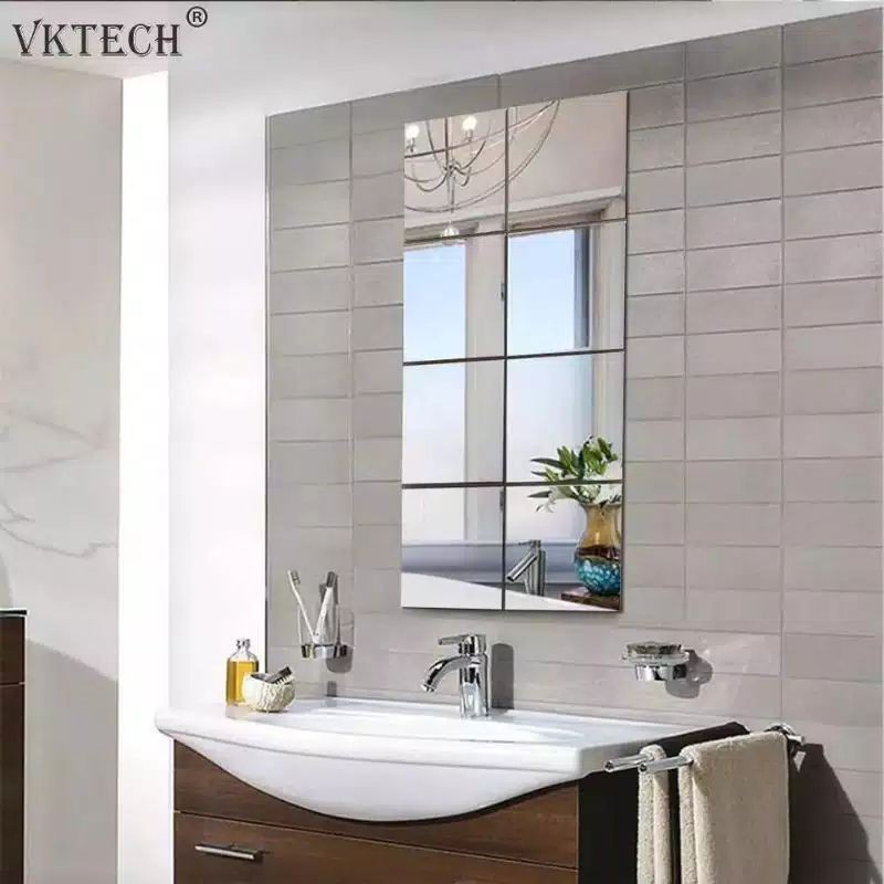 kaca square persegi kotak cermin dinding tempel / cermin murah