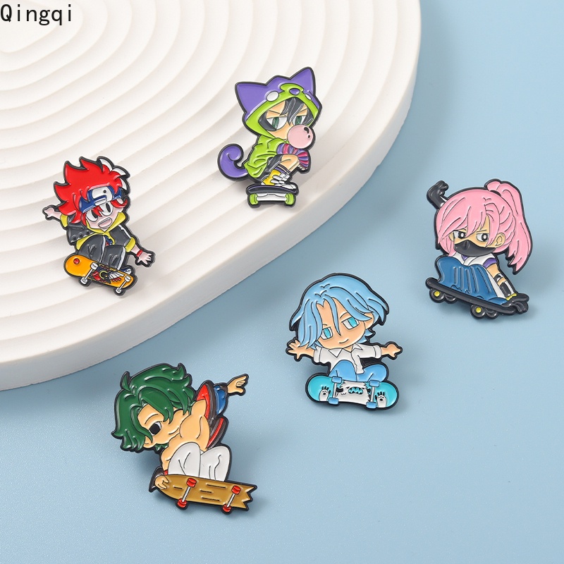 5pcs / Set Bros Pin Enamel Desain Karakter Anime Demon Slayer HUNTERXHUNTER Untuk Hadiah