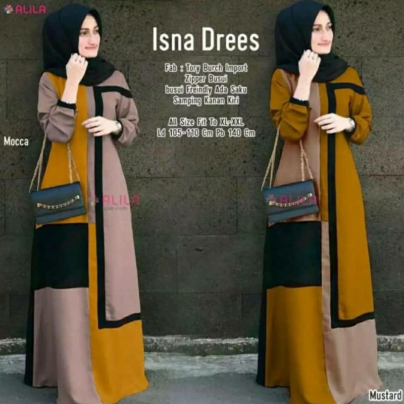 Gamis muslim ISNA DRESS /Baju muslim terbaru/Gamis cewek