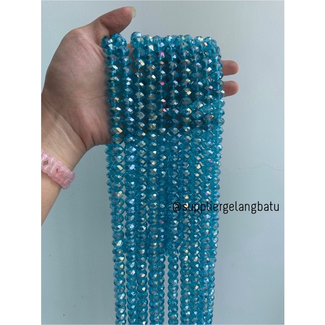 Crystal Ceko 12mm Soft Blue QUARTZ kristal kuarsa biru laut bahan craft bahan kalung gelang anting strap mask kerajinan tangan craft citayam fashion week etink vintage elegan bali manik crystal perhiasan