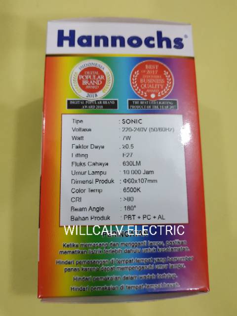 LAMPU LED HANNOCHS SONIC 7W 7WATT 7 WATT - LAMPU LED HANNOCH SONIC 7W 7WATT 7 WATT CAHAYA PUTIH